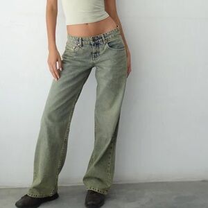 Motel Denim Low Rise Parallel Jeans Acid Wash